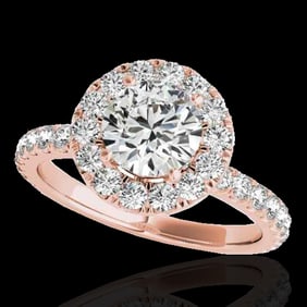 1.75 ctw Certified Diamond Solitaire Halo Ring 10k Rose Gold
