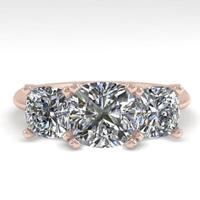 2.0 ctw Cushion VS/SI Diamond 3 Stone Designer Ring 14k Rose Gold