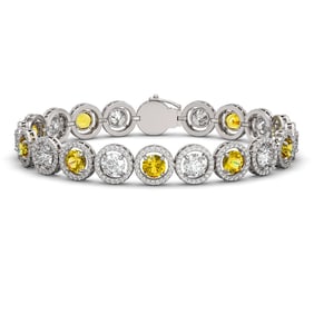 15.47 ctw Canary & Diamond Micro Pave Bracelet 18K White Gold