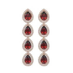 8.2 ctw Garnet & Diamond Micro Pave Halo Earrings 10k Rose Gold