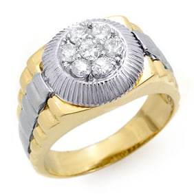 0.75 ctw Certified VS/SI Diamond Men's Ring 2-Tone 18k 2-Tone Gold