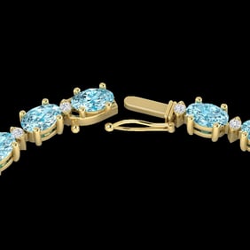 61.85 ctw Sky Blue Topaz & VS/SI Certified Diamond Necklace 10k Yellow Gold