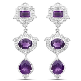 6.97 CT Genuine Amethyst and White