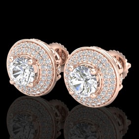 2.35 ctw VS/SI Diamond Solitaire Art Deco Stud Earrings 18k Rose Gold