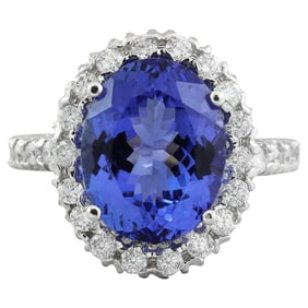 Tanzanite Diamond Ring 14K White Gold
