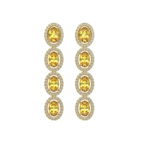 5.4 ctw Fancy Citrine & Diamond Micro Pave Halo Earrings 10k Yellow Gold