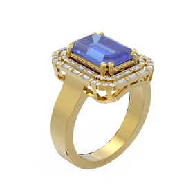 5.35 ctw Tanzanite & Diamond Ring 18K Yellow Gold