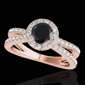 1.55 ctw Certified VS Black Diamond Solitaire Halo Ring 10k Rose Gold