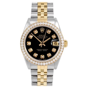 Rolex Midsize Two Tone Datejust Black