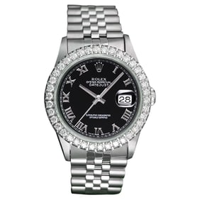 Rolex Datejust Black Roman Dial Diamond