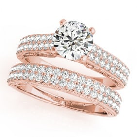 2.26 ctw Certified VS/SI Diamond Pave 2pc Set Wedding 14k Rose Gold