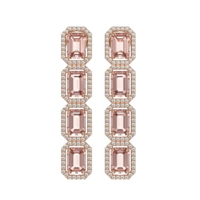 10.73 ctw Morganite & Diamond Micro Pave Halo Earrings 10k Rose Gold