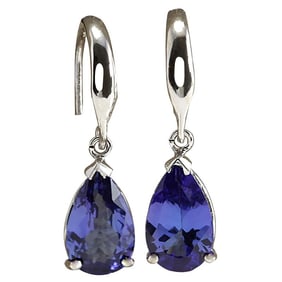 Tanzanite Earrings In 14 Karat White