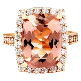 Morganite 14K Rose Gold Diamond Ring