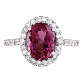 Natural Tourmaline Diamond Ring In 14