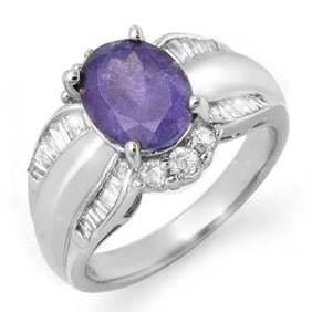 3.52 ctw Tanzanite & Diamond Ring 18k White Gold