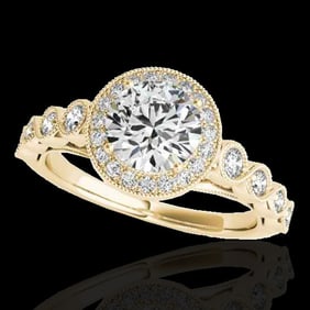 1.93 ctw Certified Diamond Solitaire Halo Ring 10k Yellow Gold