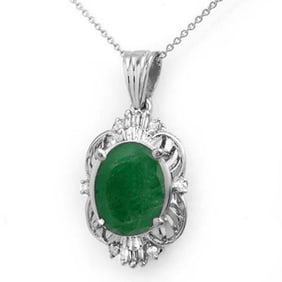 5.88 ctw Emerald & Diamond Pendant 18k White Gold