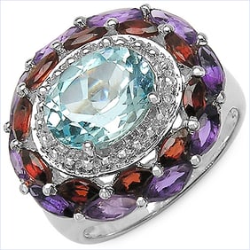 5.25 CT Genuine Blue Topaz, Garnet
