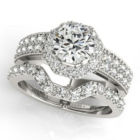 1.4 ctw Certified VS/SI Diamond 2pc Wedding Set Halo 14k White Gold