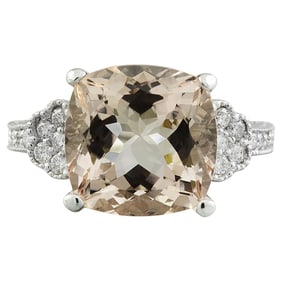 Morganite Diamond Ring 14K White Gold