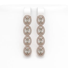 6.08 ctw Oval Cut Diamond Micro Pave Earrings 18K Rose Gold