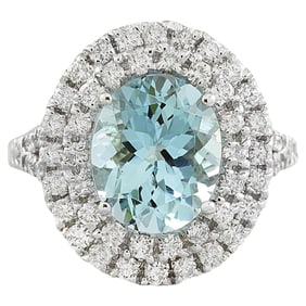 Natural Aquamarine Diamond Ring: Exquisite Beauty