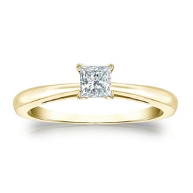 Natural 0.25 CTW Diamond Solitaire Ring 18K Yellow Gold