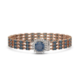 29.89 ctw London Topaz & Diamond Bracelet 14K Rose Gold