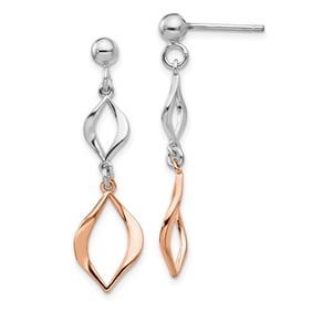 Sterling Silver & Rose-tone Dangle Earrings - 37.09 mm