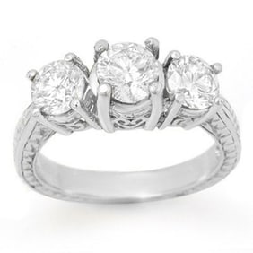 1.50 ctw Certified VS/SI Diamond 3 Stone Ring 14k White Gold