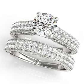 2.01 ctw Certified VS/SI Diamond Pave 2pc Set Wedding 14k White Gold