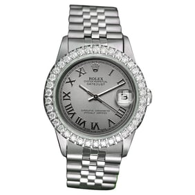 Rolex Datejust Diamond Bezel Grey Roman