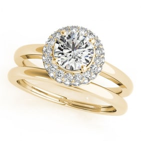 0.75 ctw Certified VS/SI Diamond 2pc Wedding Set Halo 14k Yellow Gold