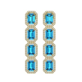 11.13 ctw Swiss Topaz & Diamond Micro Pave Halo Earrings 10k Yellow Gold