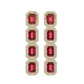 12.41 ctw Tourmaline & Diamond Micro Pave Halo Earrings 10k Yellow Gold