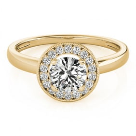 0.9 ctw Certified VS/SI Diamond Halo Ring 18k Yellow Gold