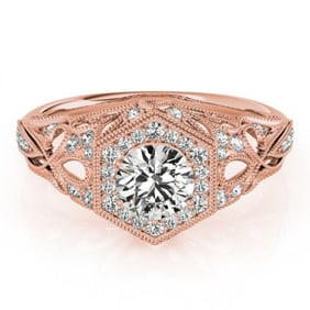 1.15 ctw Certified VS/SI Diamond Halo Ring 18k Rose Gold
