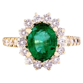 Emerald 14K Yellow Gold Diamond Ring