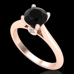 1.36 ctw Fancy Black Diamond Engagment Art Deco Ring 18k Rose Gold