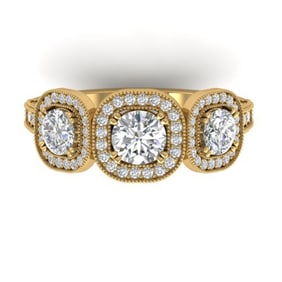 2.25 ctw Certified VS/SI Diamond 3 Stone Micro Ring 14k Yellow Gold