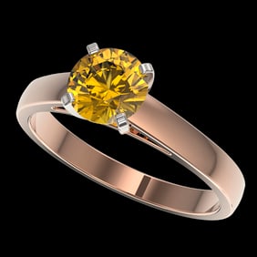 1.25 ctw Certified Intense Yellow Diamond Solitaire Ring 10k Rose Gold