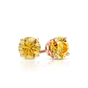 Natural 0.50 CTW Yellow Diamond Stud Earrings 18K Rose Gold
