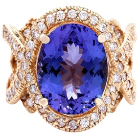 Natural Tanzanite Diamond Ring In 14