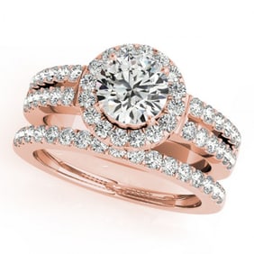 1.83 ctw Certified VS/SI Diamond 2pc Wedding Set Halo 14k Rose Gold