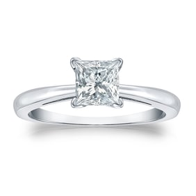 Natural 0.75 CTW Diamond Solitaire Ring 14K White Gold