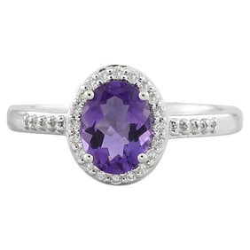 Exquisite Natural Amethyst Diamond Ring in