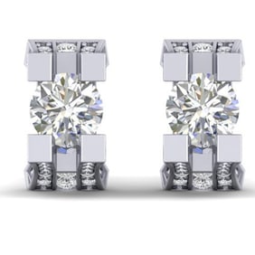 2.25 ctw VS/SI Diamond Art Deco Stud Micro Pave Earrings 14k White Gold