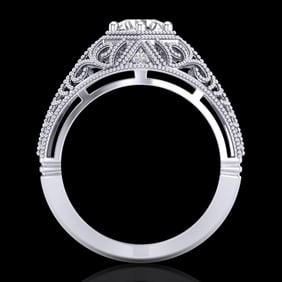 1.07 ctw VS/SI Diamond Art Deco Ring 18k White Gold