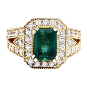 Emerald Diamond Ring In 14 Karat